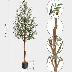 6ft Artificial Olive Tree with Black Pot